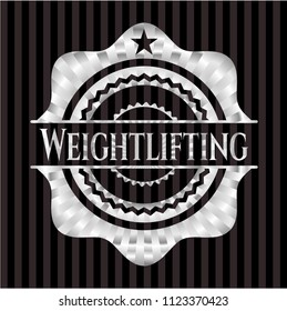 Weightlifting silver shiny badge