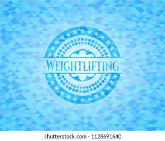 Weightlifting sky blue emblem with mosaic background