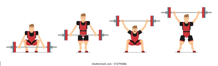 Weightlifting snatch. The sequence of the exercise - snatch. svg