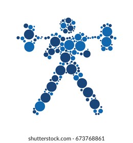 weightlifting sport pictogram filled with circles of different sizes and colors