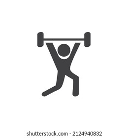 Weightlifting sport vector icon. filled flat sign for mobile concept and web design. Weightlifter athlete glyph icon. Symbol, logo illustration. Vector graphics