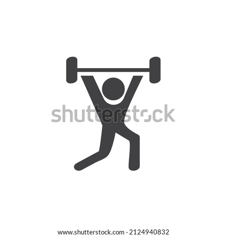 Weightlifting sport vector icon. filled flat sign for mobile concept and web design. Weightlifter athlete glyph icon. Symbol, logo illustration. Vector graphics