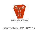 weightlifting sport vector line icon. an athlete practicing weightlifting. sport pictogram, vector illustration.
