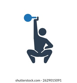 Ícone de exercício de levantamento de peso Squat isolado no fundo branco