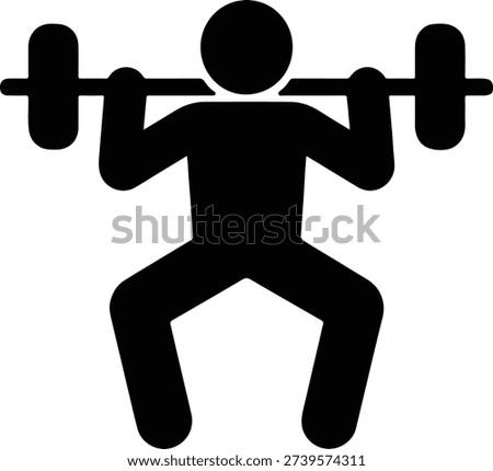 Weightlifting Squat Silhouette with Barbell Vector Icon