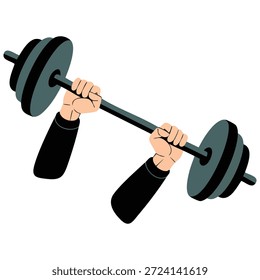 Entrenamiento de levantamiento de pesas con barra de Ilustración vectorial aislada sobre fondo blanco