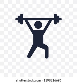 Weightlifting transparent icon. Weightlifting symbol design from Gym and fitness collection. Simple element vector illustration on transparent background.