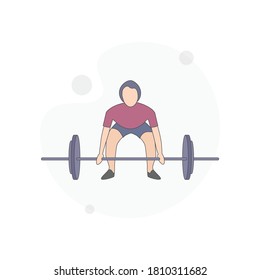 Weightlifting vector flat illustration on white