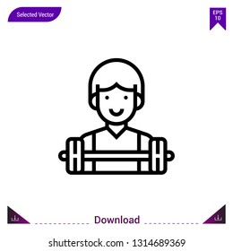 weightlifting vector icon. Best modern, simple, isolated,sport-avatar, flat icon for website design or mobile applications, UI / UX design vector format