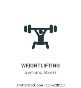 Weightlifting vector icon on white background. Flat vector weightlifting icon symbol sign from modern gym and fitness collection for mobile concept and web apps design.