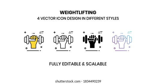 Iconos de la ilustración del vector de elevación de pesas con un estilo diferente
