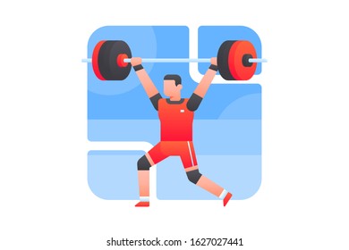 Weightlifting vector illustration. A weightlifter is lifting weight.