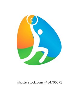 weightlifting Web button isolated on white background. Athlete Sport Game Logo Competition Icon. Rio 2016 Olympic games in Brazil. summer Sport games symbols. vector illustration