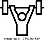 Weightlifting. Weight lifter with big barbell, isolated silhouette. Strong man