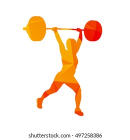 Weightlifting woman abstract polygonal vector silhouette