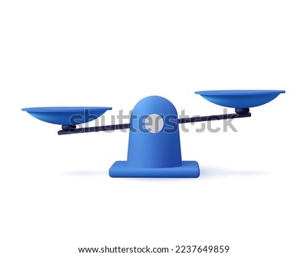 Weights, balance. Imbalance in the libra. Scales of justice. Balance and justice, law concept. 3d vector icon. Cartoon minimal style Stock foto © 