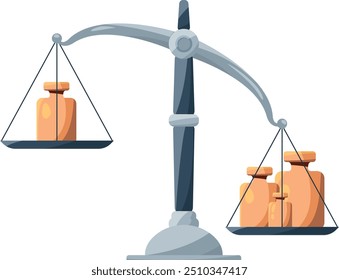 Ícone de desenho animado da calibragem de pesos na escala antiga