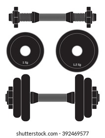 Weights, dumbbell. Vector illustration isolated on white background