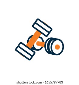Pesa el diseño de un icono de medio color, estilo de vida saludable fitness gimnasia fitness bodybuilding bodycare ejercicios y entrenamiento tema Vector ilustración