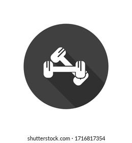 Weights icon. Circular icon with white icon.
