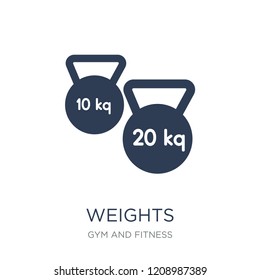Weights icon. Trendy flat vector Weights icon on white background from Gym and fitness collection, vector illustration can be use for web and mobile, eps10