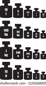 Weights with mass designation icon