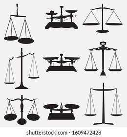 Weights Scales Silhouette Vector Design Set
