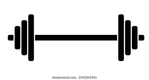 Símbolo de pesos. Mancuerna. Icono de Vector negro aislado sobre fondo blanco. Archivo EPS 10.