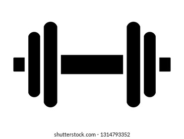 Weights symbol icon - black minimalist dumbbell, isolated - vector illustration