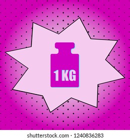 Weights for weighing .Purple icon pop-art background .Vector.