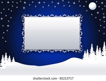 Weihnachtskarte in blau und weiß