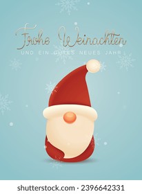 Weihnachtskarte mit bunten dekorativen Weihnachtsmotiven mit einem sßen Zwerg. Vektorgrafik.

Übersetzen: Frohe Weihnachten 