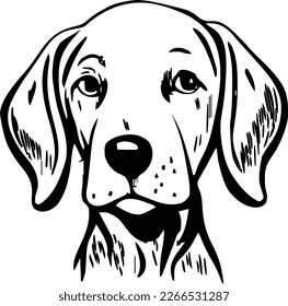Weimaraner, dog head, vector illustration, black color, vector image