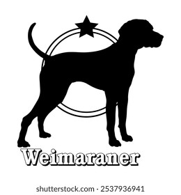 Weimaraner. silueta de perro, perro, razas de perro, logotipo, Vector, silueta, diseño de logotipo, animal, ilustración, icono, signo, diseño, negro, símbolo, mascota