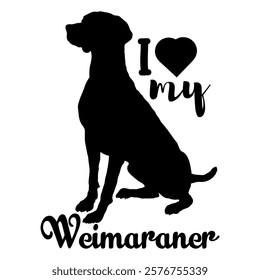  Weimaraner. dog silhouette, dog, dog breeds, logo, vector, silhouette, i love my dog, animal, illustration, icon, sign, design, black, symbol, pet, love