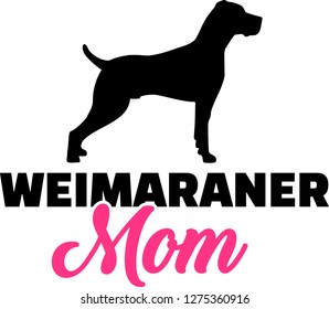 Weimaraner mom in pink with silhouette