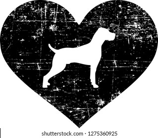 Weimaraner silhouette in black heart