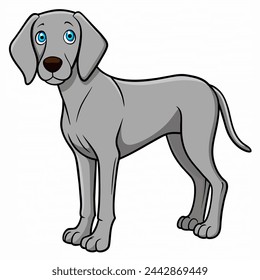 Ilustración vectorial de Weimaraner aislado sobre fondo blanco en estilo de dibujos animados