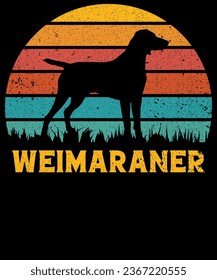 Weimaraner Vintage Tshirt Design,print ready typography style, clothing template, tee, graphic symbol. Perfect for teen clothes. Vector illustration

