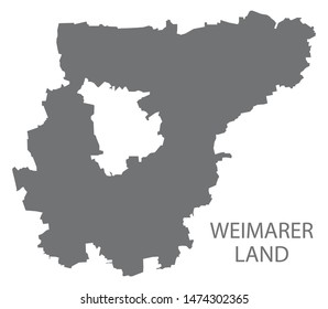 Weimarer Land grey county map of Thuringia Germany