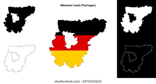 Weimarer Land (Thuringen) conjunto de mapas esquemáticos en blanco