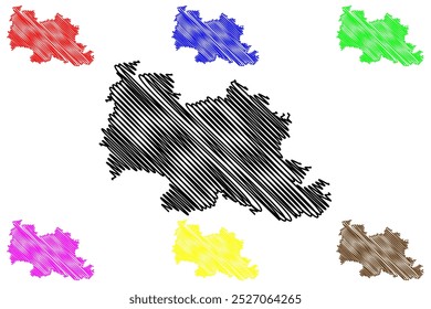 Weinfelden District (Suíça, Confederação Suíça, Cantão de Thurgau ou Turgóvia) mapa ilustração vetorial, esboço de rabisco Bezirk Weinfelden mapa