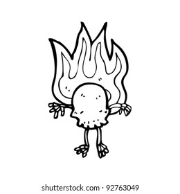 weird burning skull halloween cartoon character