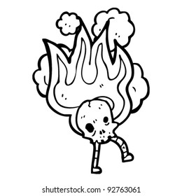 weird burning skull halloween cartoon character