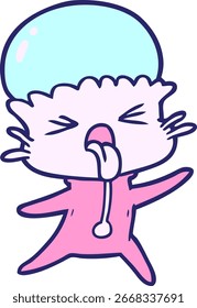 estranho desenho animado alienígena na cor neon brilhante