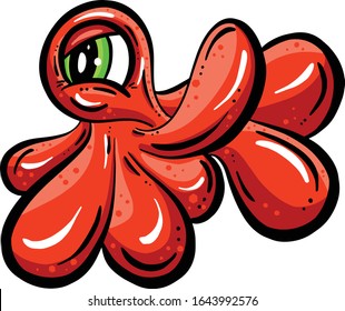 Weird Cartoon Blob Imaginary Creature Looks Depressed Vector Illustration