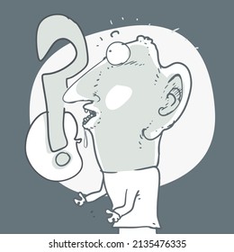 weird cartoon man, funny stupid man, vector illustration