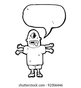 weird cartoon monster wearing clothes