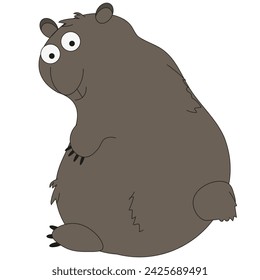 Weird cartoon muskrat  isolated on white background. Cute Doodle Teddy Bear in trendy minimalism style. Vector illustration can used t-shirt print, web and social media banner. EPS 10 Editable stroke