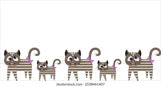 Gato estranho Modelo de moldura design isolado fundo branco. Trippy cat border pode usar design de e-mail. Banner da discórdia do site para crianças . EPS 10